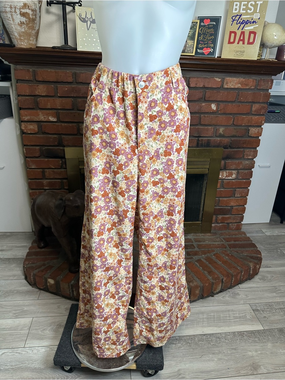 Target Cream Floral Wide Leg Pants -large